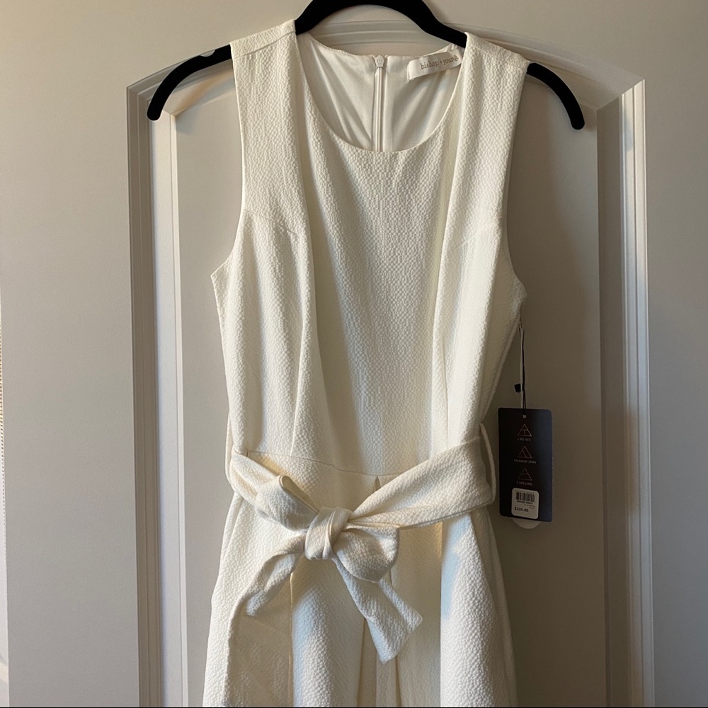 Bishop + Young Wide-Leg Cream Tie-Waist Jumpsuit Pants Size S - Picture 2 of 5